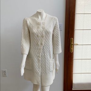 Juicy Couture cream cable knit long sweater SizeXL